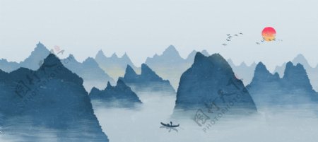 中国风新中式山水画