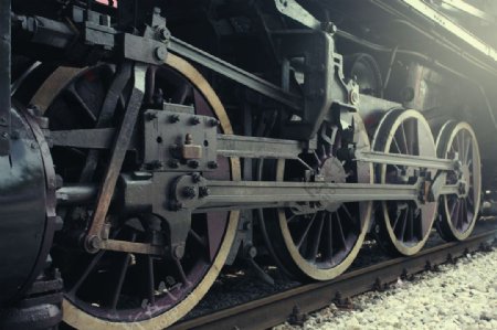 蒸汽火车旧火车道具装饰图