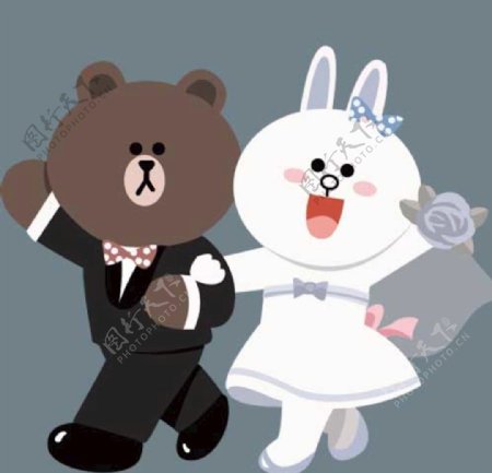 布朗熊可妮兔结婚照图片