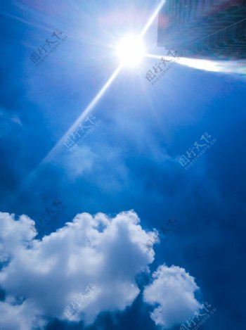 太阳蓝天白云云朵天空图片