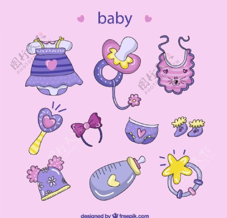 紫色婴儿用品图片
