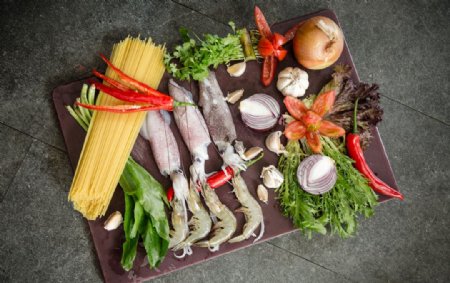 大虾海鲜美食食材背景海报素材图片