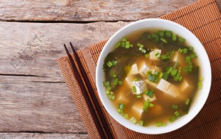味增汤日式美食背景海报素材图片