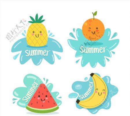 可爱夏季水果标签图片