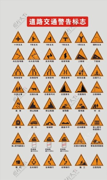 道路交通警告标志图片