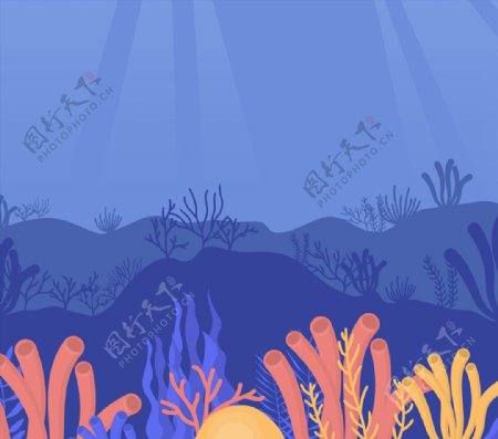 卡通海底珊瑚风景图片