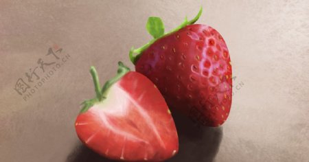 清新水果草莓插画图片