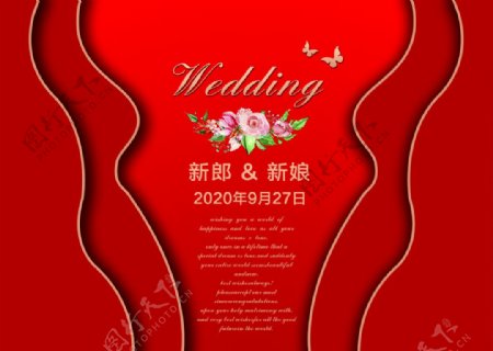 红色婚庆背景图片