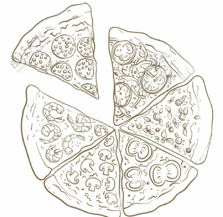 手绘披萨矢量图图片