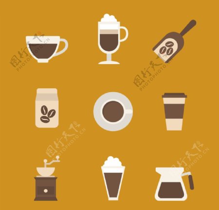 咖啡元素图标矢量图片