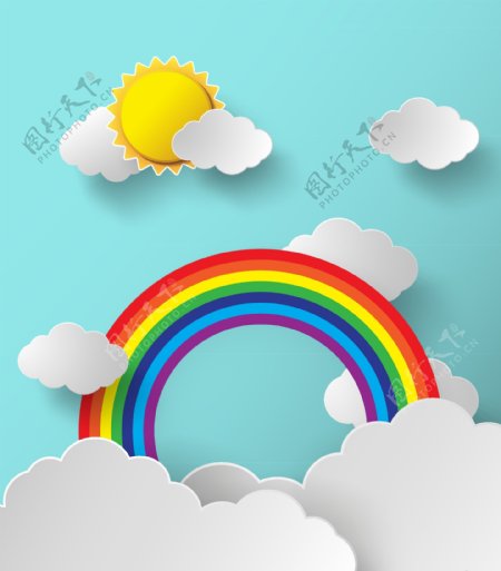 云朵与彩虹剪贴画图片