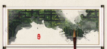 中国风水墨背景水彩水墨图片