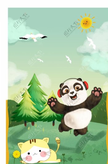 熊猫插画图片