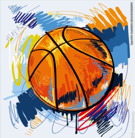 矢量篮球涂鸦图片