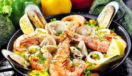 欧洲美食西班牙海鲜饭图片