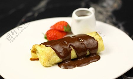 法式煎饼配黑巧克力沙士图片