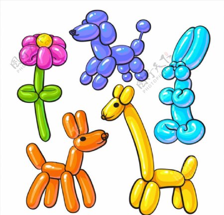 彩色气球动植物图片