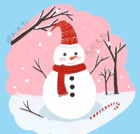 带着圣诞帽的雪人图片