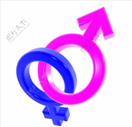 C4D模型男女性标志符号图片