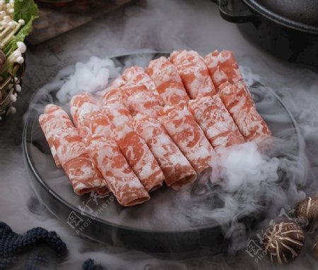 美食火锅鱼片食物肉卷食材图片