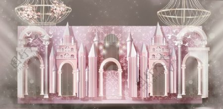 粉色城堡婚礼图片