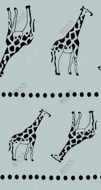 手绘长颈鹿数码印花图片