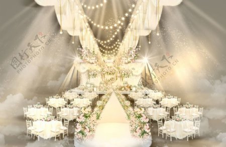 小清新森系香槟色仪式区婚礼手绘图片