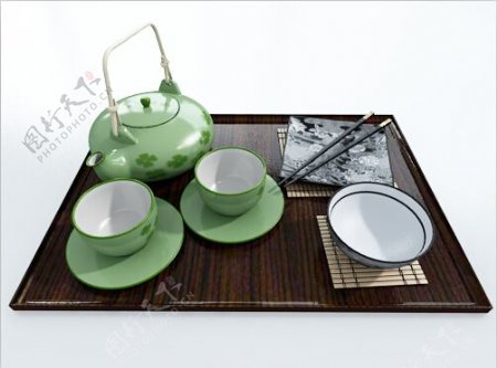 茶具组合3d模型下载