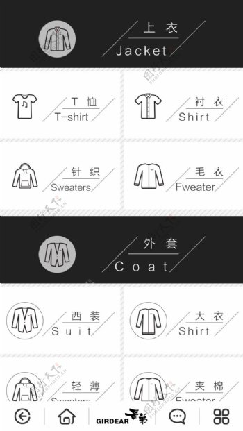 微信商城服装类图标分类