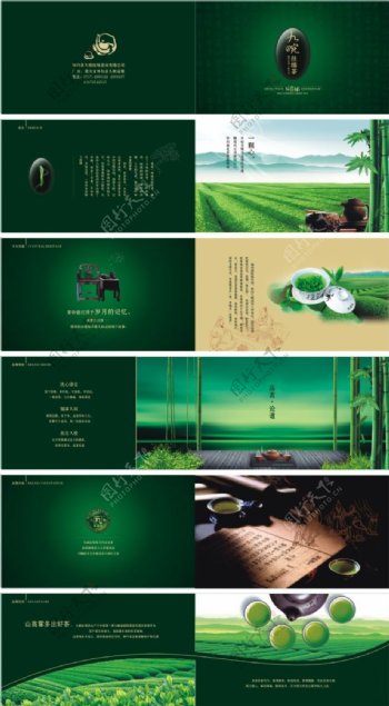 九畹丝绵茶宣传画册矢量素材