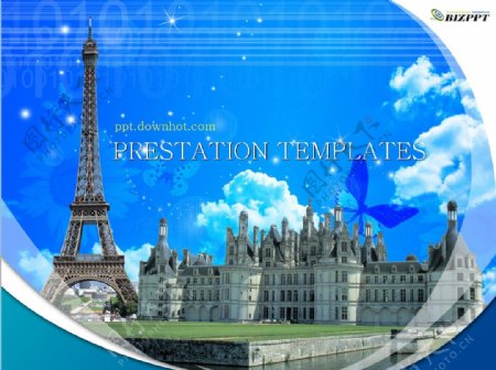 巴黎风景旅程PPT模板
