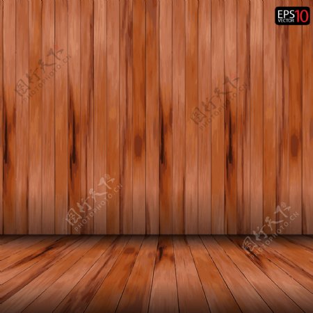 室内木板装饰墙壁矢量素材