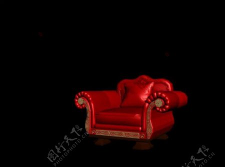 红色单人沙发模型图片