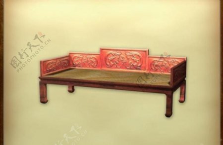 中国古典家具床榻0043D模型