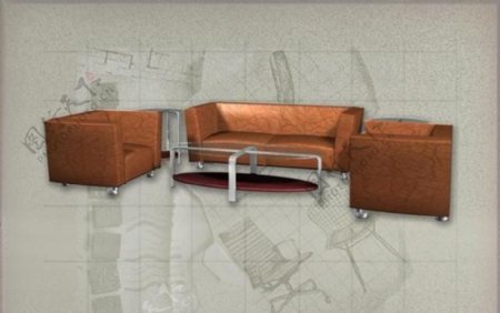 现代主义风格之家具组合3D模型组合009