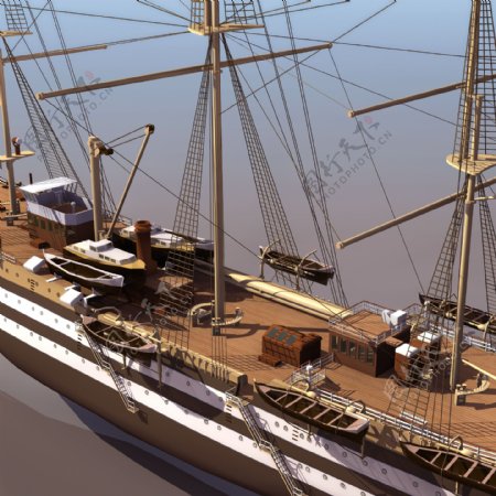 大型帆船3D模型