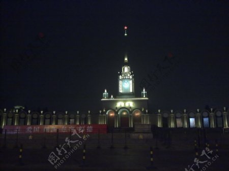 北京展览馆美丽夜景图片