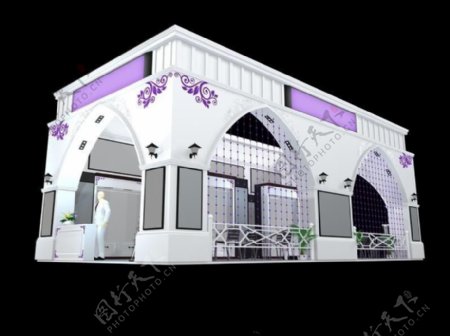 紫色欧式展厅3d模型设计