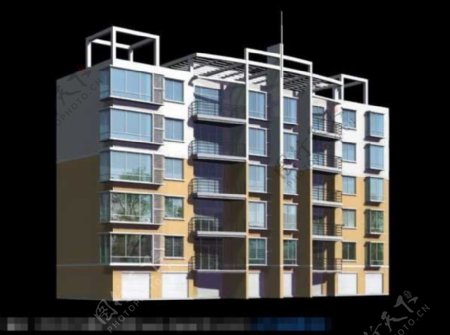 新式多层住宅3d建筑模型