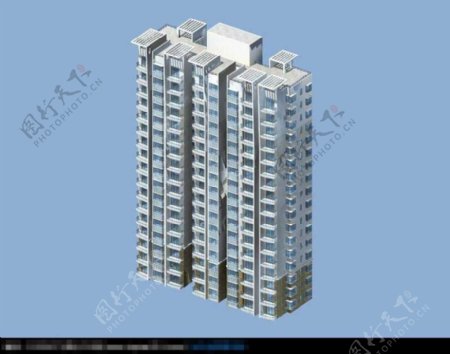 塔式十七层住宅楼建筑模型