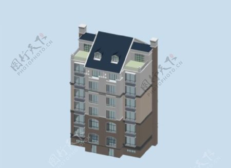 灰紫色建筑模型3d设计