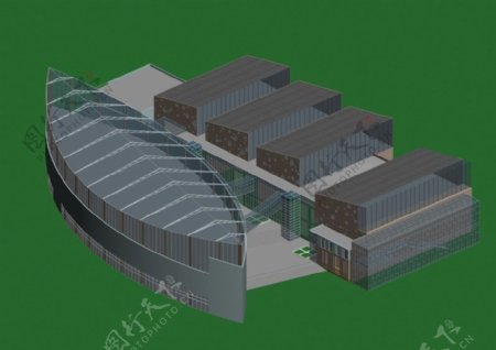 灰色建筑和叶形大楼模型