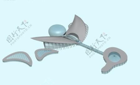 飞机造型艺术风格建筑3D模型