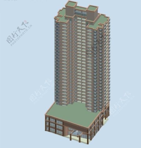 塔式高层商住楼3D模型