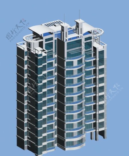 个性时尚弧形高层住宅建筑3D模型