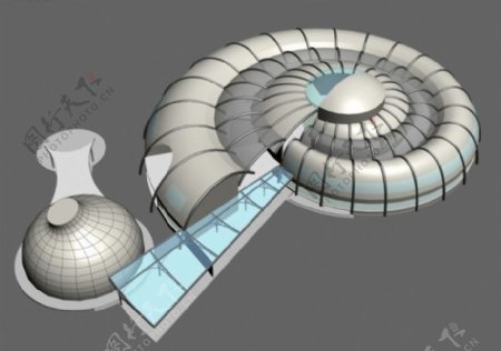 蜗牛壳式艺术风格公建建筑3D模型