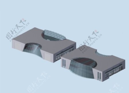 灰色时尚小公建建筑3D模型