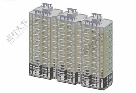 二十一层三联排塔式住宅楼模型
