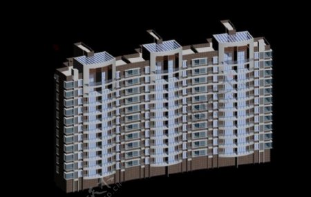 现代三联排高层建筑群3D模型图