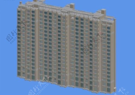 三联排塔式高层住宅楼模型